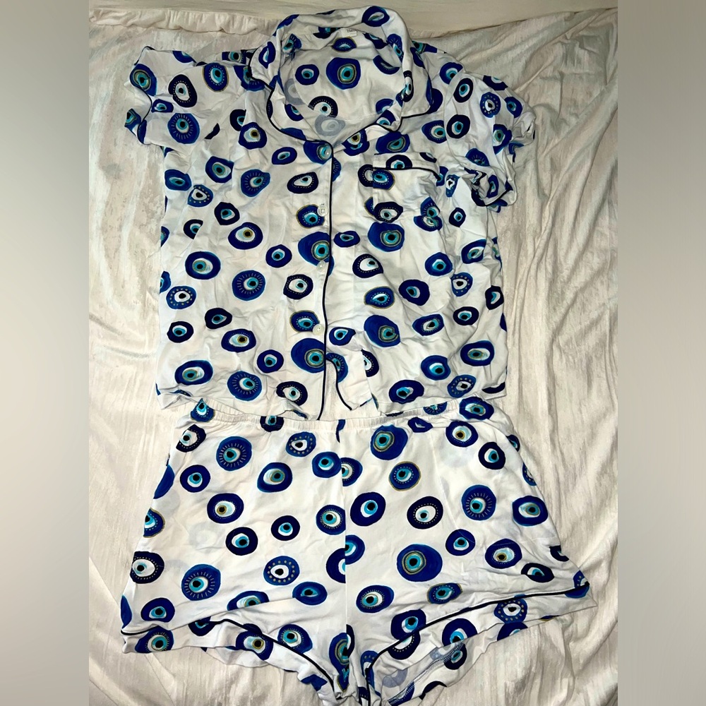 Evil Eye Short Sleeve Classic Shorty Stretch Jersey PJ Set, size 1X | BedHead PJ